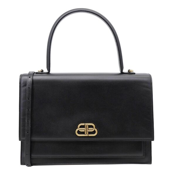 Balenciaga  Sharp XS Calfskin Leather Top-Handle Crossbody Bag Black - Picture 1 of 12